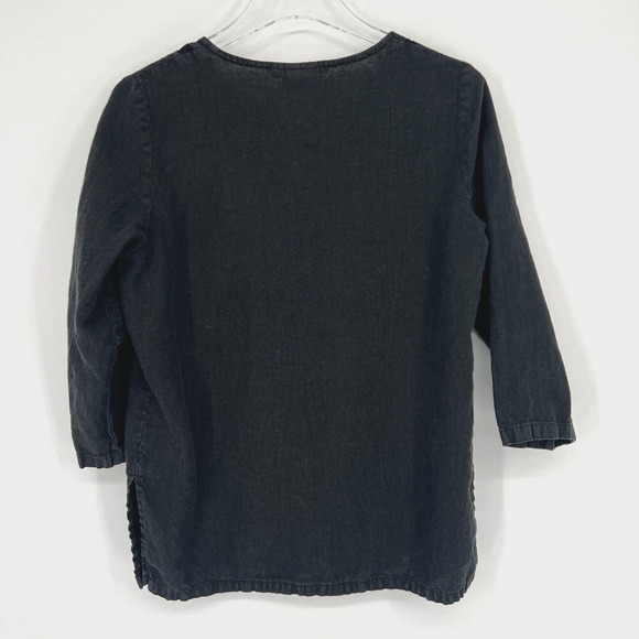 VTG Hot Cotton‎ Top Womens S Linen Embroidered Boho Floral Henley Cottagecore - Picture 2 of 6